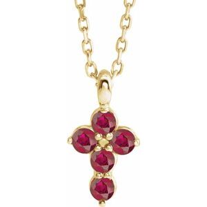 14K Yellow Ruby Cross 16-18" Necklace - Siddiqui Jewelers