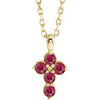 14K Yellow Chatham® Created Ruby Cross 16-18" Necklace - Siddiqui Jewelers