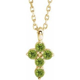 14K Yellow Peridot Cross 16-18" Necklace - Siddiqui Jewelers