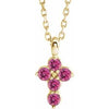 14K Yellow Pink Tourmaline Cross 16-18" Necklace - Siddiqui Jewelers