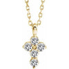 14K Yellow White Sapphire Cross 16-18" Necklace - Siddiqui Jewelers