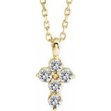 14K Yellow White Sapphire Cross 16-18" Necklace - Siddiqui Jewelers