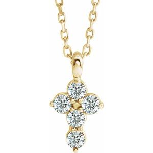 14K Yellow 1/6 CTW Diamond Cross 16-18" Necklace - Siddiqui Jewelers