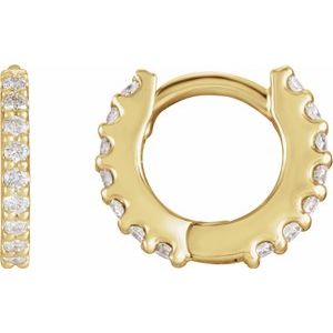 14K Yellow 1/3 CTW Diamond Hinged 12.6 mm Hoop Earrings - Siddiqui Jewelers