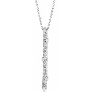 14K White .07 CTW Diamond Vintage-Inspired 16-18" Necklace - Siddiqui Jewelers