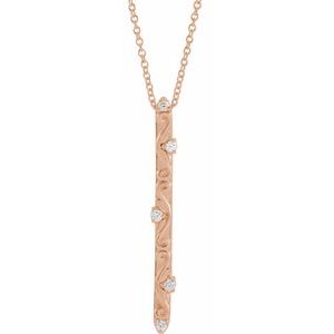 14K Rose .07 CTW Diamond Vintage-Inspired 16-18" Necklace - Siddiqui Jewelers