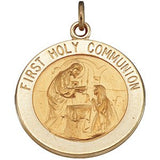 14K Yellow 15 mm First Communion Medal - Siddiqui Jewelers