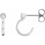 14K White .06 CTW Diamond Bezel-Set Hoop Earrings - Siddiqui Jewelers