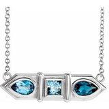 14K White Blue Multi-Gemstone Geometric Bar 16" Necklace - Siddiqui Jewelers