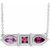 14K White Pink Multi-Gemstone Geometric Bar 16" Necklace - Siddiqui Jewelers