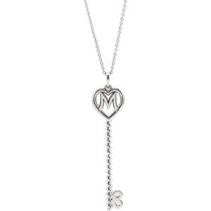 14K White Mother's Key® 16-18" Necklace - Siddiqui Jewelers