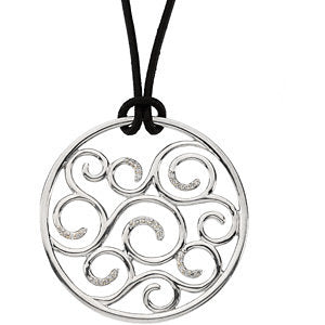Sterling Silver 1/6 CTW Diamond Pendant on 18" Leather Cord - Siddiqui Jewelers