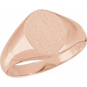 14K Rose 11x9.5 mm Oval Signet Ring-Siddiqui Jewelers