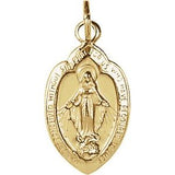 14K Yellow 13x8 mm Oval Miraculous Medal Pendant  -Siddiqui Jewelers