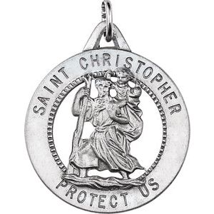 Sterling Silver 33 mm St. Christopher Medal  -Siddiqui Jewelers