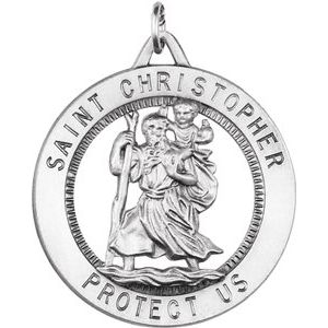 Sterling Silver 25 mm St. Christopher Medal  -Siddiqui Jewelers