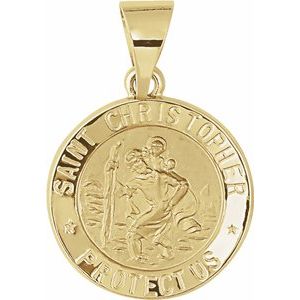 14K Yellow 15 mm Hollow Round St. Christopher Medal - Siddiqui Jewelers