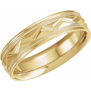 14K Yellow 6 mm Design Band with Milgrain Size 7 - Siddiqui Jewelers
