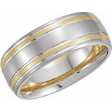 14K White/Yellow 7 mm Grooved Band Size 8.5 - Siddiqui Jewelers