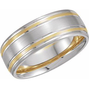 14K White/Yellow 7 mm Grooved Band Size 8.5 - Siddiqui Jewelers