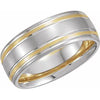 14K White/Yellow 7 mm Grooved Band Size 9.5 - Siddiqui Jewelers