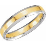 14K White/Yellow 4 mm Beveled-Edge Band Size 6 - Siddiqui Jewelers