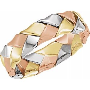 14K Tri-Color 5.5 mm Woven Band Size 15.5 - Siddiqui Jewelers