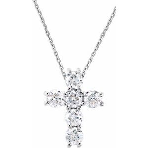 14K White 1/4 CTW Diamond Cross 18" Necklace -Siddiqui Jewelers
