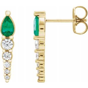 14K Yellow Emerald & 1/4 CTW Diamond Earrings - Siddiqui Jewelers