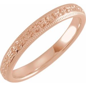 14K Rose 3 mm Patterned Band Size 6 - Siddiqui Jewelers