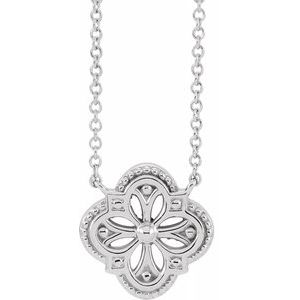 Sterling Silver Vintage-Inspired Clover 16" Necklace - Siddiqui Jewelers