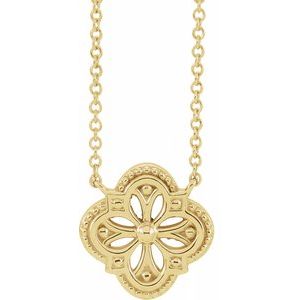 14K Yellow Vintage-Inspired Clover 18" Necklace - Siddiqui Jewelers
