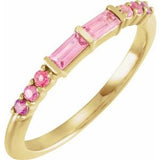 14K Yellow Pink Multi-Gemstone Stackable Ring - Siddiqui Jewelers