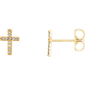 14K Yellow 1/10 CTW Diamond Cross Earrings - Siddiqui Jewelers