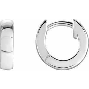 14K White Hinged 9.5 mm Hoop Earrings Siddiqui Jewelers