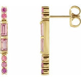 14K Yellow Pink Multi-Gemstone Bar Earrings - Siddiqui Jewelers