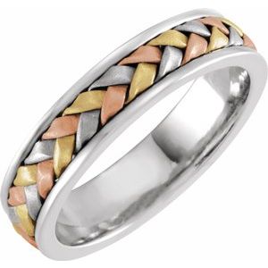 14K Tri-Color 4 mm Woven Band Size 5 - Siddiqui Jewelers