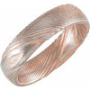 18K Rose Gold PVD Damascus Steel 6 mm Patterned Half Round Band Size 7.5 - Siddiqui Jewelers
