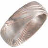 18K Rose Gold PVD Damascus Steel 8 mm Patterned Half Round Band Size 10 - Siddiqui Jewelers