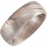 18K Rose Gold PVD Damascus Steel 8 mm Patterned Half Round Band Size 8.5 - Siddiqui Jewelers