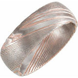 18K Rose Gold PVD Damascus Steel 8 mm Patterned Half Round Band Size 7.5 - Siddiqui Jewelers