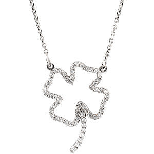14K White 1/3 CTW Diamond Clover 16" Necklace - Siddiqui Jewelers