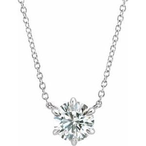 14K White 7/8 CT Diamond Solitaire 18" Necklace - Siddiqui Jewelers