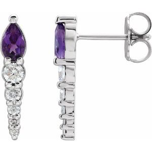 14K White Amethyst & 1/4 CTW Diamond Earrings - Siddiqui Jewelers