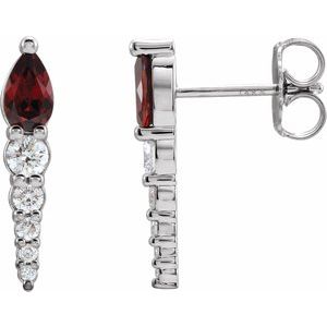 14K White Mozambique Garnet & 1/4 CTW Diamond Earrings - Siddiqui Jewelers