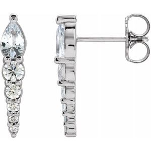 14K White Sapphire & 1/4 CTW Diamond Earrings - Siddiqui Jewelers