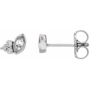 14K White Sapphire & .05 CTW Diamond Earrings - Siddiqui Jewelers