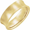 14K Yellow 7 mm Concave Edge Band with Satin Finish Size 6.5 - Siddiqui Jewelers