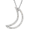 14K White 1/5 CTW Diamond Crescent Moon 16" Necklace - Siddiqui Jewelers