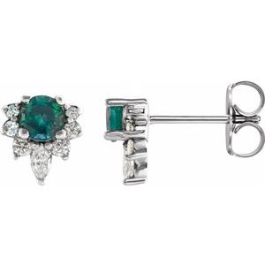 14K White Alexandrite & 1/6 CTW Diamond Earrings - Siddiqui Jewelers